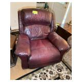 PAIR OF MAROON COLOR LEATHER ROCKER RECLINERS