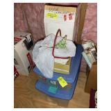 GROUP OF MISC CHRISTMAS Dï¿½COR, BASKET, CERAMIC TRE