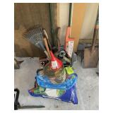 GROUP OF GARDENING RELATED ITEMS, PRUNERS, HOSE, E