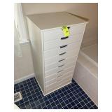 10 DRAWER WHITE CABINET, 20 IN X 16 IN X 39.5 IN