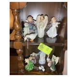 GROUP OF DECORATIVE FIGURINES, ANGELS, GEESE, ETC