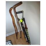 GROUP OF WALKING STICKS AND CANES
