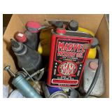 BOX WITH MISC OILS AND GREASE