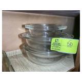 GROUP OF 3 PYREX ROUND COVERED GLASS BAKING DISHES