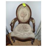 VICTORIAN LOUIS XV STYLE BALLOON BACK ARM CHAIR WI