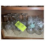 GROUP OF CHRISTMAS THEMED DRINKING GLASSES