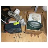GROUP OF SMALL TABLE TOP FANS, HUMIDIFIER, LOCATED