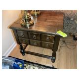 2 DRAWER WOODEN SIDE TABLE, 25 IN SQUARE X 24 IN T