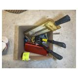 BOX WITH MISC TOOLS, SOCKET SET, BOLT CUTTER, ETC