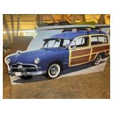 FORD WOODY WAGON CARDBOARD CUTOUT, 70 IN X 37 IN,