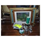 GROUP OF DECORATIVE ITEMS, BELL, CANDLE HOLDER, FR