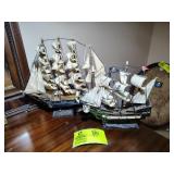 PAIR OF MODEL SHIPS, PIRATE SHIP 9 IN TALL, OTHER