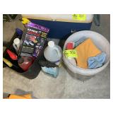 CAR WASHING ITEMS, SOAPS, RAGS, ETC