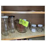 GLASS MEASURING CUPS, SALT N PEPPER, ETC