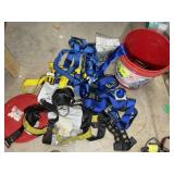 BUCKET WITH FALL PROTECTION, HARNESS, ANCHOR TIE O