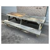 WOODEN PICNIC TABLE, NEEDS BOARDS REPLACED, 8 FT X