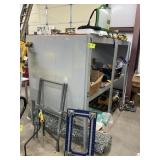 GRAY WOODEN STORAGE RACK, 97 IN X 51 IN X 72.5 IN,