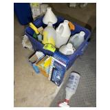 TOTE WITH CLEANING SUPPLIES, DISINFECTANTS, ETC