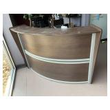 CURVED OFFICE DESK, NO CONTENTS, 72 IN X 32 IN X 4