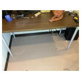 METAL FRAME LAMINATE TOP TABLE, 59 IN X 29.5 IN X