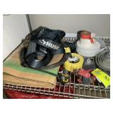 GROUP OF TAPES, TOW STRAP, CABLE LOCK