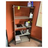 5 TIER WOOD/METAL/GLASS BOOKCASE, NO CONTENTS, 30