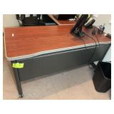 METAL FRAME OFFICE DESK, 59 IN X 25 IN, NO CONTENT