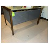 WOOD AND METAL FRAMED GLASS TOP L SHAPE DESK, 80 I