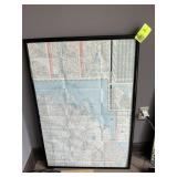 FRAMED MAP OF NC WITH DRIVE TIMES AND DISTANCE CHA