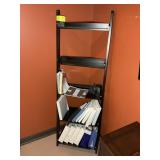 5 TIER LEANING BOOK SHELF, APPROX 26 IN X 14 IN X