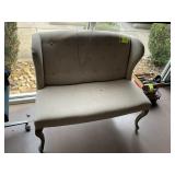 UPHOLSTERED BENCH WITH BACK, APPROXIMATELY 44 IN X