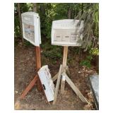 GROUP OF 3 JOB LOT BOXES, TWO ON WOODEN STANDS