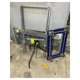 GROUP INCLUDING 4 WHEEL DOLLY, METAL STANDS