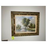 FRAMED OIL ON CANVAS, COTTAGE SCENE, BY ENGELS, 28
