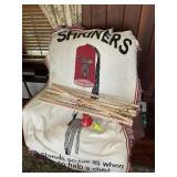 GROUP OF SHRINERS ITEMS, BLANKET, MEASURING STICKS