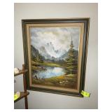 FRAMED OIL ON CANVAS, 30.5 IN X 36.5 IN, MOUNTAIN