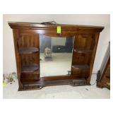 WOODEN HUTCH TOP WITH MIRROR, 58 IN X 10 IN X 45 I