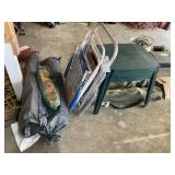 GROUP OF TENT AND FOLDING CHAIRS AND PLASTIC SIDE