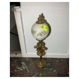 VINTAGE TABLE LAMP WITH GLASS GLOBE, APPROX 35 IN