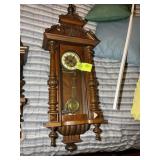 VINTAGE WOODEN CASED WALL CLOCK, 15 IN X 40 IN