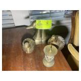 GROUP OF BRASS COLORED ITEMS, DUCK BOOK ENDS, PHEA