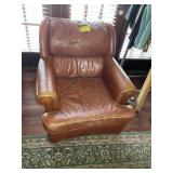 LEATHER ARM CHAIR, SHOWS WEAR