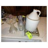 OIL LAMP, FINGER HOLD JUG, BOOK HOLDER