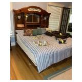 VINTAGE WOODEN BED, HUTCH STYLE HEADBOARD, UNDER B