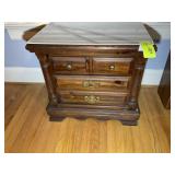 VINTAGE TWO DRAWER WOODEN NIGHT STAND, 26 IN X 16