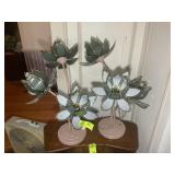 PAIR OF LOTUS FLOWER LAMPS, APPROX 31 IN TALL, ONE
