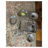 GROUP OF SILVER COLOR SERVING PLATTERS