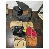 DUFFEL BAG WITH MISC WOMENS PURSES AND HAND BAGS