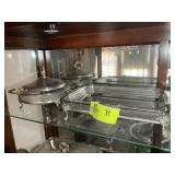 GROUP OF CLEAR GLASS AND SILVER-PLATED SERVING DIS