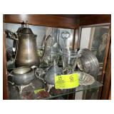 GROUP OF SILVER PLATED ITEMS, COFFEE POT, CREAM AN